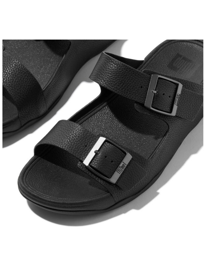 FitFlop 049-827 Fitflop Men Sandals Gogh Moc Mens Buckle Tumbled-Leather Slides - All Black JA2-090 Black  - Image 4