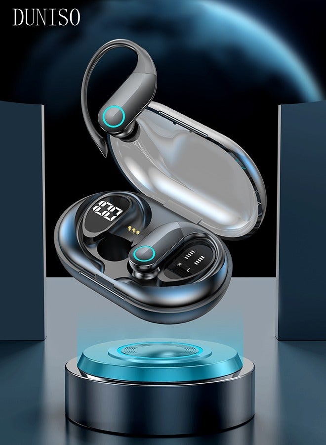 DUNISO Bluetooth Headphones Wireless Earbuds 13hrs Playtime Wireless Charging Case Digital Display Sports Ear buds with Earhook Premium Deep Bass IPX5 Waterproof Over-Ear Earphones for TV Phone Laptop - Image 1