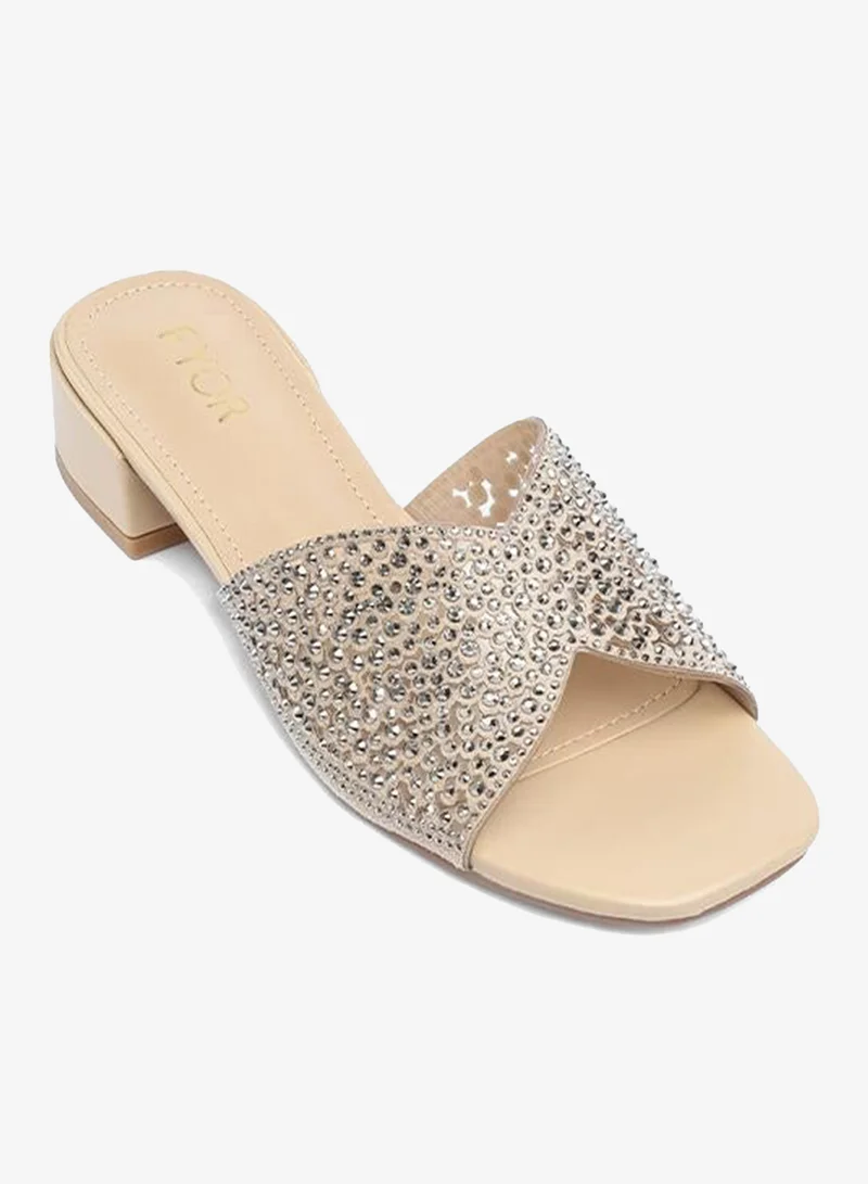 فايور Stylish Ornate Evening Slide Heel  AJ 019