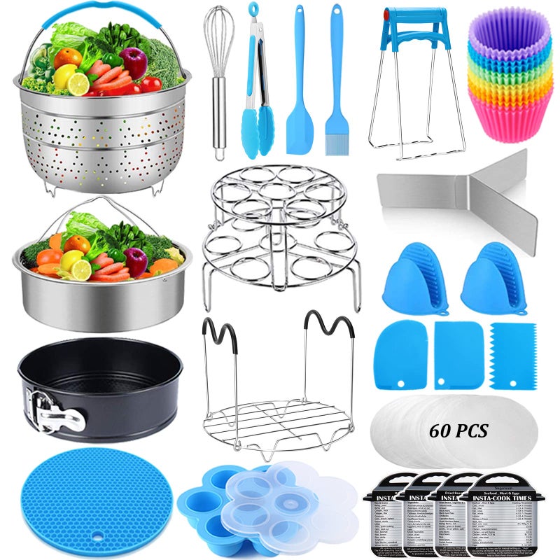 Sugaroom Accessories for Instant Pot Sugaroom Pressure Cooker Accessories Set Compatible with Instant Pot Accessories 6 qt 8 quart  2 Steamer Baskets Springform Pan Egg Rack Egg Bites Mold and More 