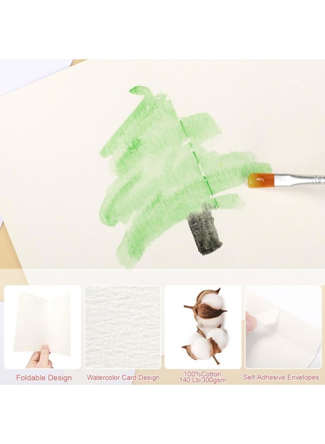 ProSuites 70 Sets Blank Watercolor Cards with Envelopes, 140lb/300GSM Cotton Watercolor Paper Cards, 4 x 6 in Foldable Watercolor Postcards with Envelopes for Greeting Cards Birthday Wedding Invitations - Image 3
