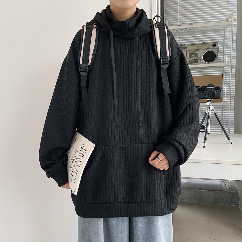Autumn and Winter Trendy Brand Sweatshirt Mens Hoodie Handsome Casual Loose Hong Kong Style Clothes Korean Woolen Jacket Coat Men Grey  - Image 4