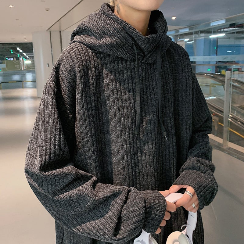 Autumn and Winter Trendy Brand Sweatshirt Mens Hoodie Handsome Casual Loose Hong Kong Style Clothes Korean Woolen Jacket Coat Men Grey  - Image 2
