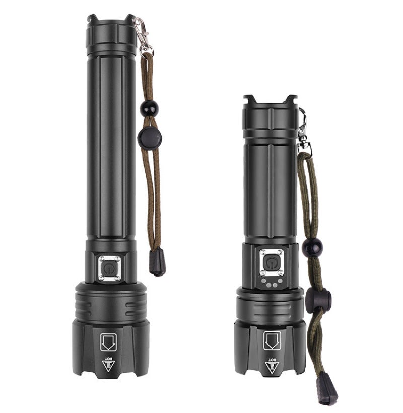 Cross-border P70 zoom flashlight upgrade TYPE-C USB charging with output XHP70 strong light P90 flashlight 1476 short XHP70 (Type-c charging) + 1 18650 battery + USB cable - Image 3