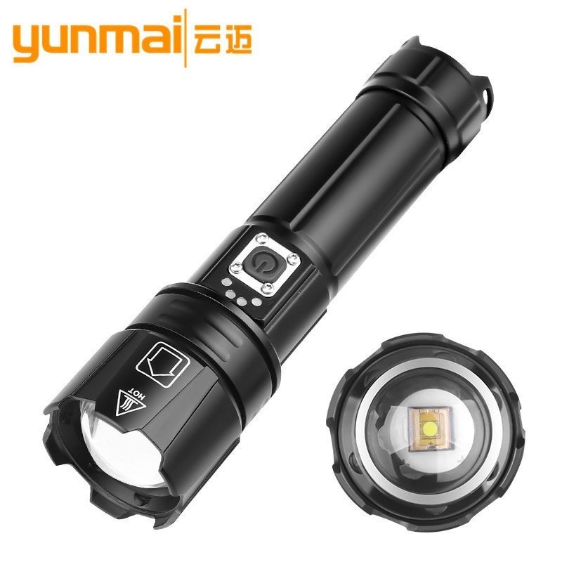 Cross-border P70 zoom flashlight upgrade TYPE-C USB charging with output XHP70 strong light P90 flashlight 1476 short XHP70 (Type-c charging) + 1 18650 battery + USB cable - Image 5