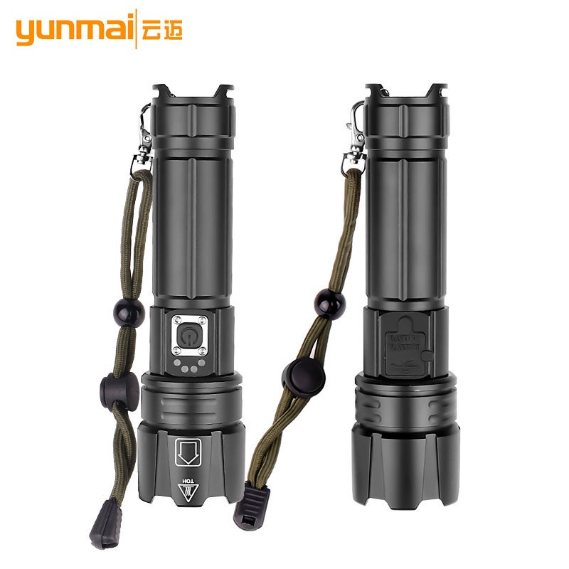 Cross-border P70 zoom flashlight upgrade TYPE-C USB charging with output XHP70 strong light P90 flashlight 1476 short XHP70 (Type-c charging) + 1 18650 battery + USB cable - Image 4