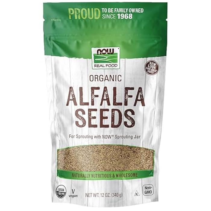 now , Organic Alfalfa Seeds For Sprouting, Grown in the USA, Certified Non-GMO, 12-Ounce (Packaging May Vary) - Image 1