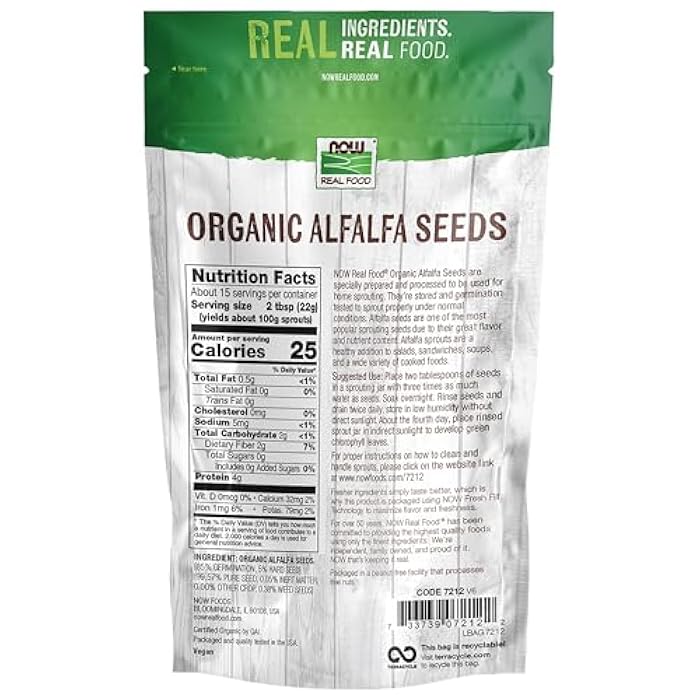 now , Organic Alfalfa Seeds For Sprouting, Grown in the USA, Certified Non-GMO, 12-Ounce (Packaging May Vary) - Image 2