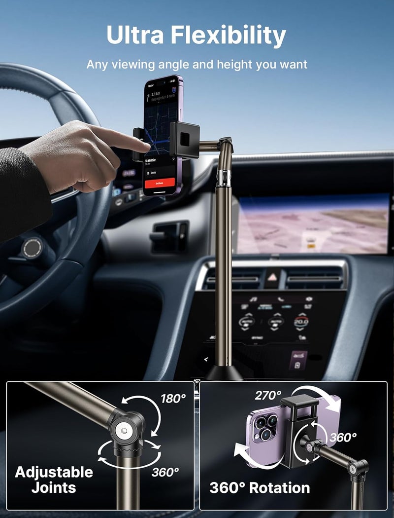 jsaux Car Cupholder Phone Mount - Metal Long-Arm Ultra Stable Phone Holder for Car Cupholders - Adjustable for iPhones, Samsung, Google - Image 2