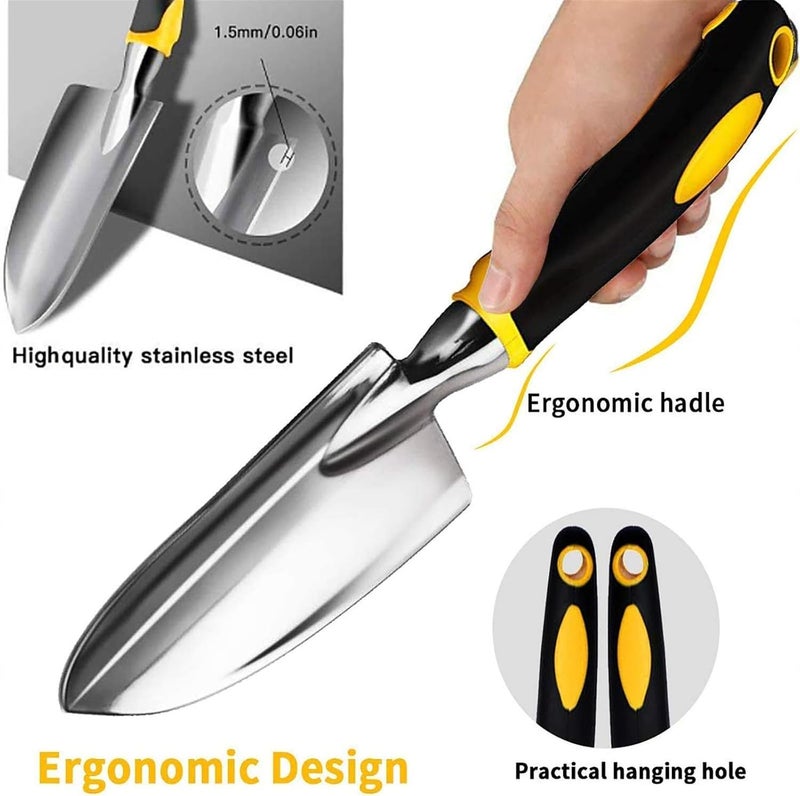 X spring Xspring Garden Tools Set, 5 Piece Garden Hand Tools, Including Transplanting Spade, Trowel, Cultivator, Pruner and Gardening Gloves, Gardening Tools with Non-slip Rubber Grip, Gifts for Women and Men - Image 2