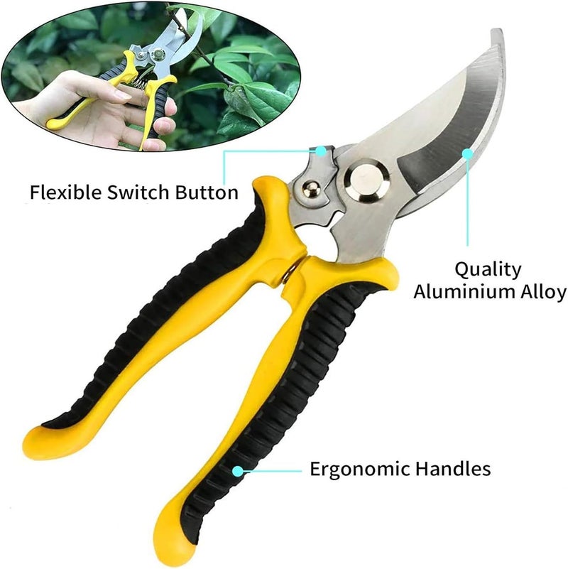 X spring Xspring Garden Tools Set, 5 Piece Garden Hand Tools, Including Transplanting Spade, Trowel, Cultivator, Pruner and Gardening Gloves, Gardening Tools with Non-slip Rubber Grip, Gifts for Women and Men - Image 3