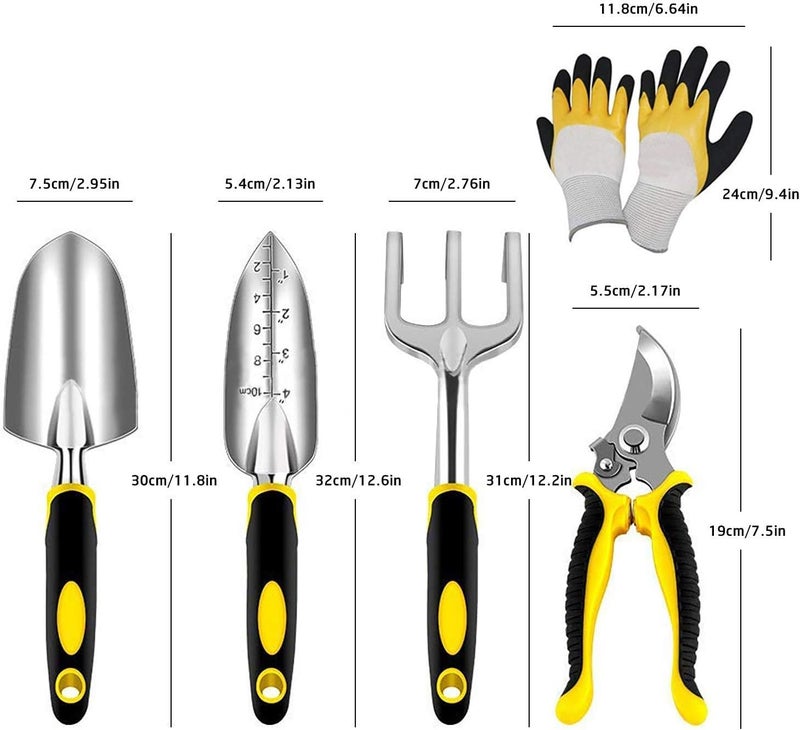 X spring Xspring Garden Tools Set, 5 Piece Garden Hand Tools, Including Transplanting Spade, Trowel, Cultivator, Pruner and Gardening Gloves, Gardening Tools with Non-slip Rubber Grip, Gifts for Women and Men - Image 5