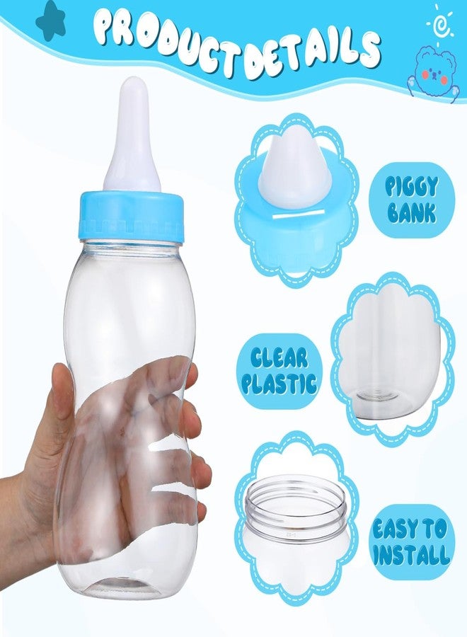 SUPVOX 11" Large Blue Baby Bottle Piggy Bank - Transparent Jumbo Coin Bank for Boys - Creative Baby Shower Centerpiece & Party Favor Container - Nursery Decor & Savings Jar - Image 2