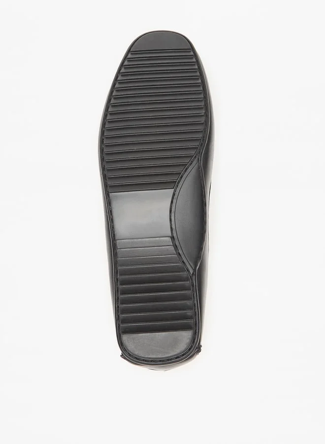 دوتشيني Men's Solid Slip-On Loafers with Metal Accent