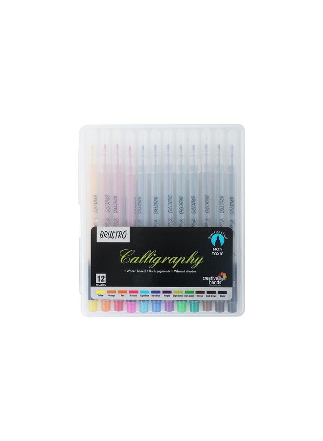 بروسترو قلم الخط | 2 مم | مجموعة من 12 لونًا | غير سام، ألوان زاهية، كتابة، قائم على الماء، مقاوم للتلاشي، سريع الجفاف | مثالي للطلاب والاستخدام المهني. - Image 1