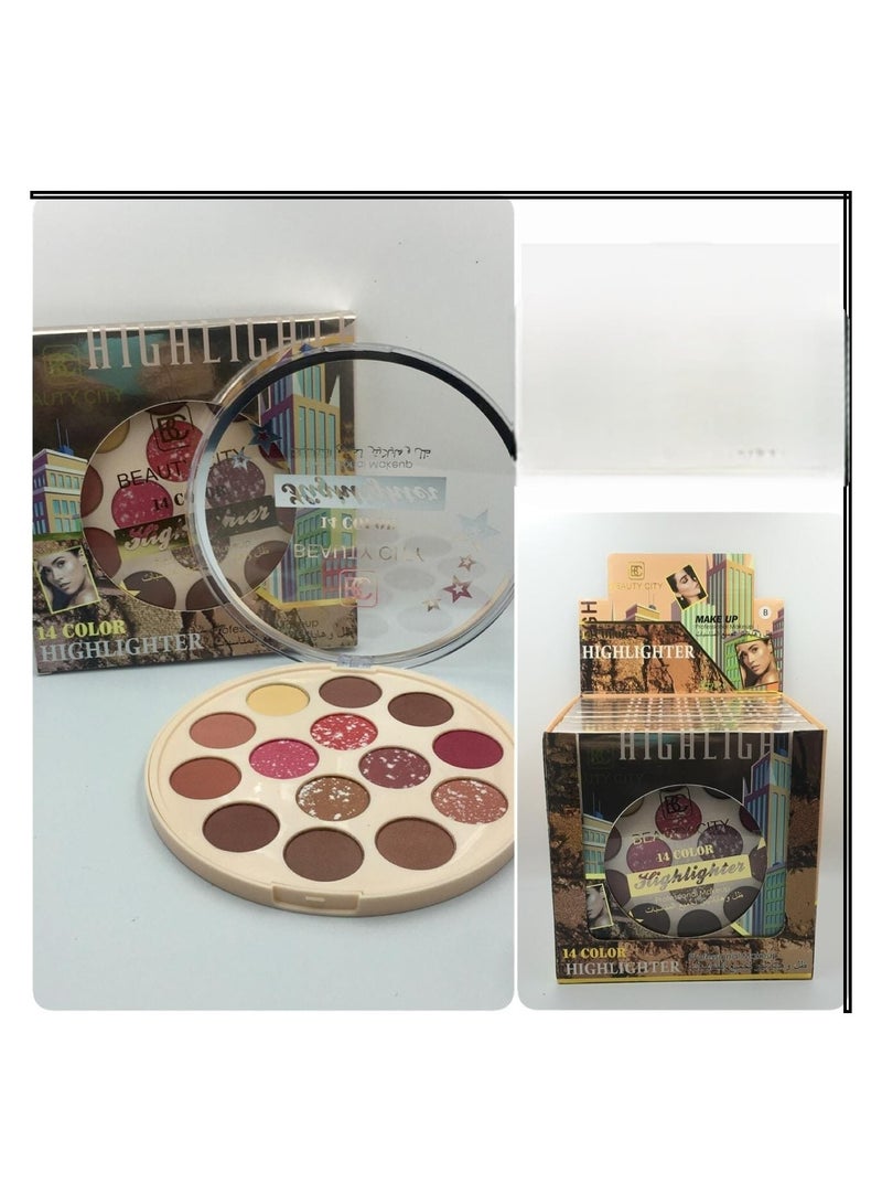 Beauty City Glow Spectrum 14 Shades Highlighter Palette  - Image 1