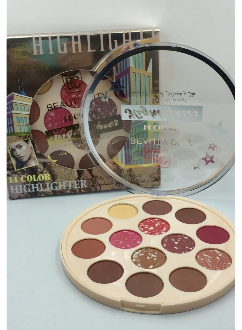 Beauty City Glow Spectrum 14 Shades Highlighter Palette  - Image 2