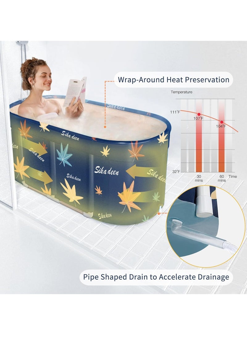 XiuWoo Advance Folding One-time Installation Metal Frame Soaking Waterproof Extra Large Spa Bathtub Barrel, Household Large Shower Bathing Tubs, Separate Family Bathroom SPA Tub for Adults and Kid - Image 2