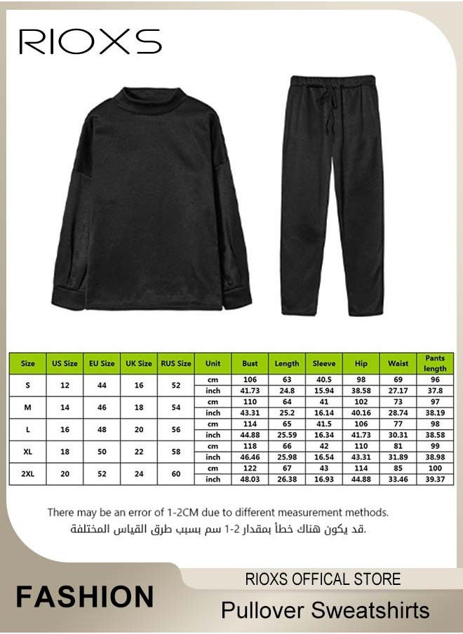 RIOXS Sweatsuits For Women Set 2 Piece Tracksuits Oversized Pullover Sweatshirts High Waisted Joggers Sweatpants Women's Casual Long Sleeves Track Suit Jogger Outfits  - Image 4