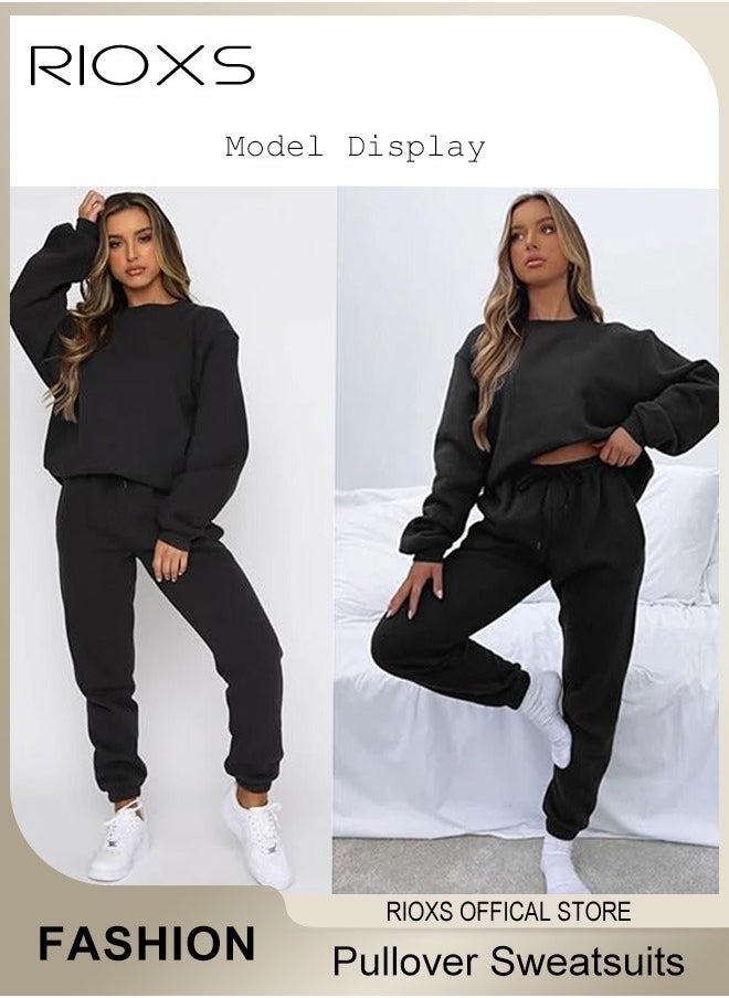 RIOXS Sweatsuits For Women Set 2 Piece Tracksuits Oversized Pullover Sweatshirts High Waisted Joggers Sweatpants Women's Casual Long Sleeves Track Suit Jogger Outfits  - Image 5
