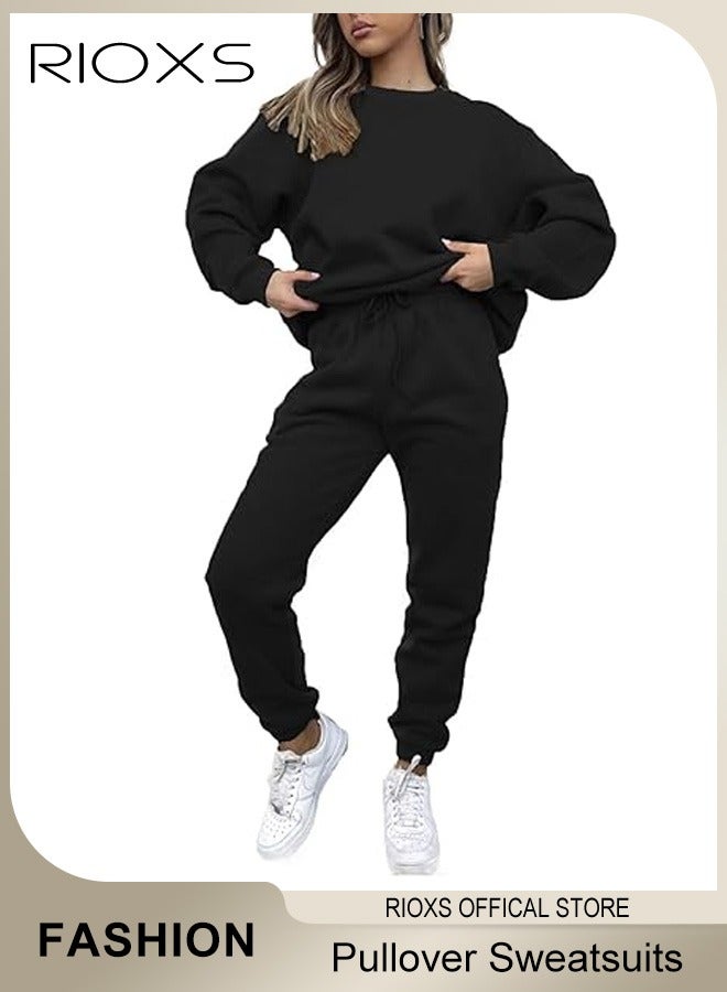 RIOXS Sweatsuits For Women Set 2 Piece Tracksuits Oversized Pullover Sweatshirts High Waisted Joggers Sweatpants Women's Casual Long Sleeves Track Suit Jogger Outfits - Image 5