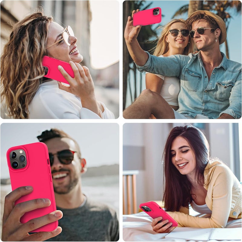 OTOFLY Designed for iPhone 14 Pro Max Case, Silicone Shockproof Slim Thin Phone Case for iPhone 14 Pro Max 6.7 inch (Neon Pink) - Image 2