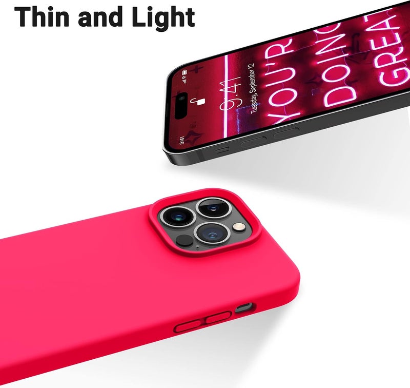 OTOFLY Designed for iPhone 14 Pro Max Case, Silicone Shockproof Slim Thin Phone Case for iPhone 14 Pro Max 6.7 inch (Neon Pink) - Image 4
