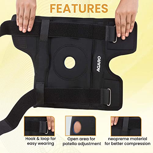 AGARO Hinged Knee Wrap With Open Patella, Rigid Biaxial Hinge Knee Brace for Joint Pain Relief, Workout, Arthritis & Ligament Tear, Neoprene, Knee Cap for Men & Women, Adults, Large, Black - Image 4