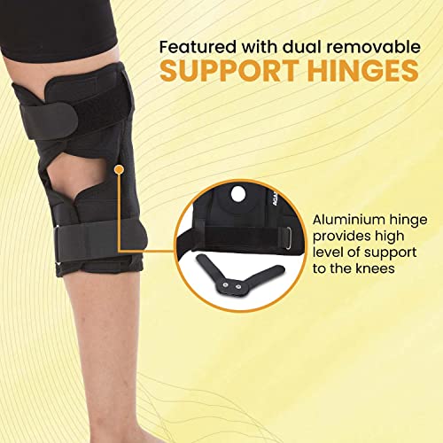 AGARO Hinged Knee Wrap With Open Patella, Rigid Biaxial Hinge Knee Brace for Joint Pain Relief, Workout, Arthritis & Ligament Tear, Neoprene, Knee Cap for Men & Women, Adults, Large, Black - Image 3