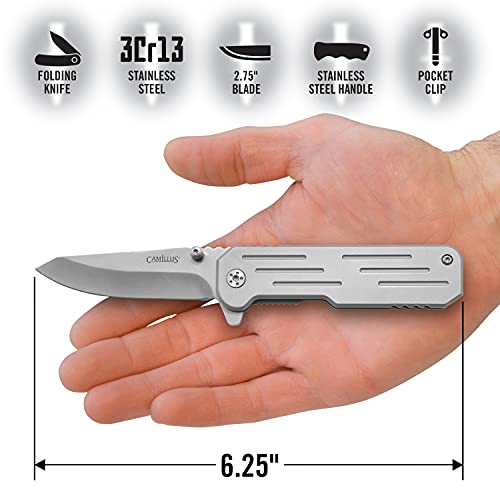 Camillus كاميلوس تشوف / 6.25" الطول الكلي / 2.75" شفرة نقطة السقوط / AUS-8 / فضي - Image 3