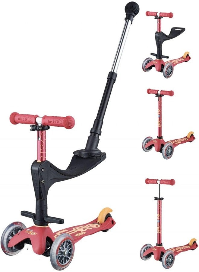 Micro Scooters- Mini Deluxe 3 in 1 Deluxe Plus - Ruby Red | Scooter for Kids | Kids Scooter | Scooter with LED Wheels | Scooter for Kids 3-5 Years - Image 1