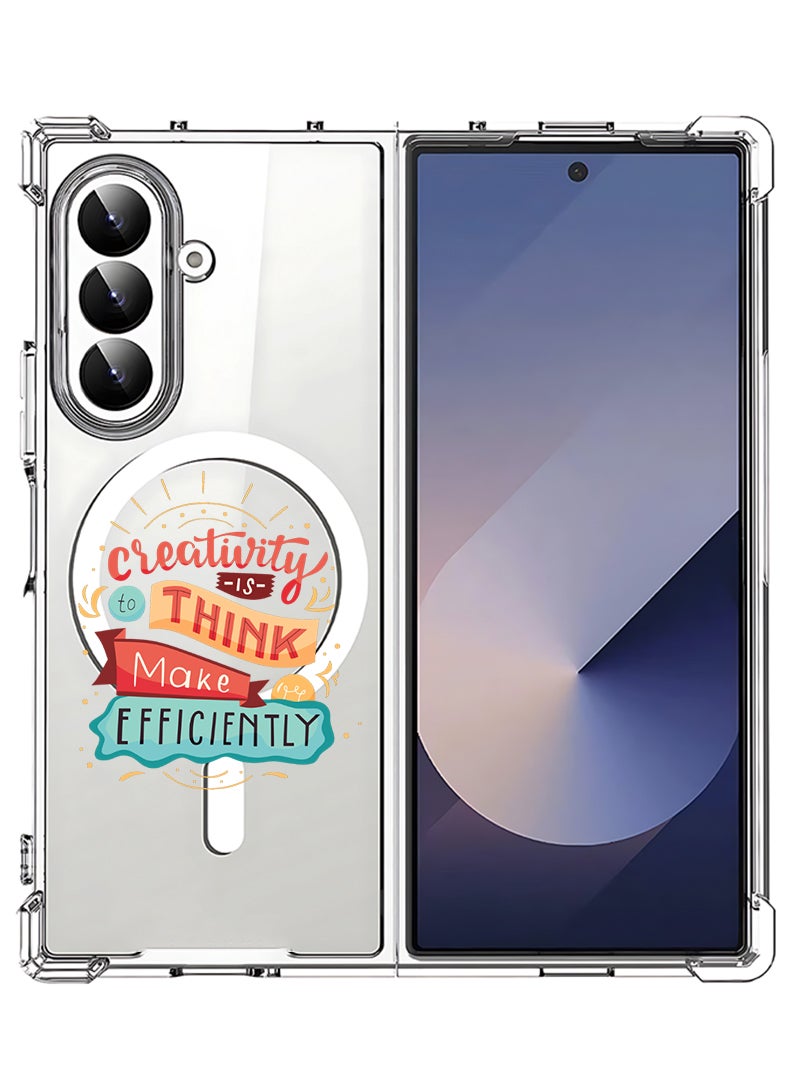 Theodor Magnetic Case for Samsung Galaxy Z Fold 7 Compatible with MagSafe Wireless Charging, Shockproof Phone Bumper Cover creativity is to think - Image 1