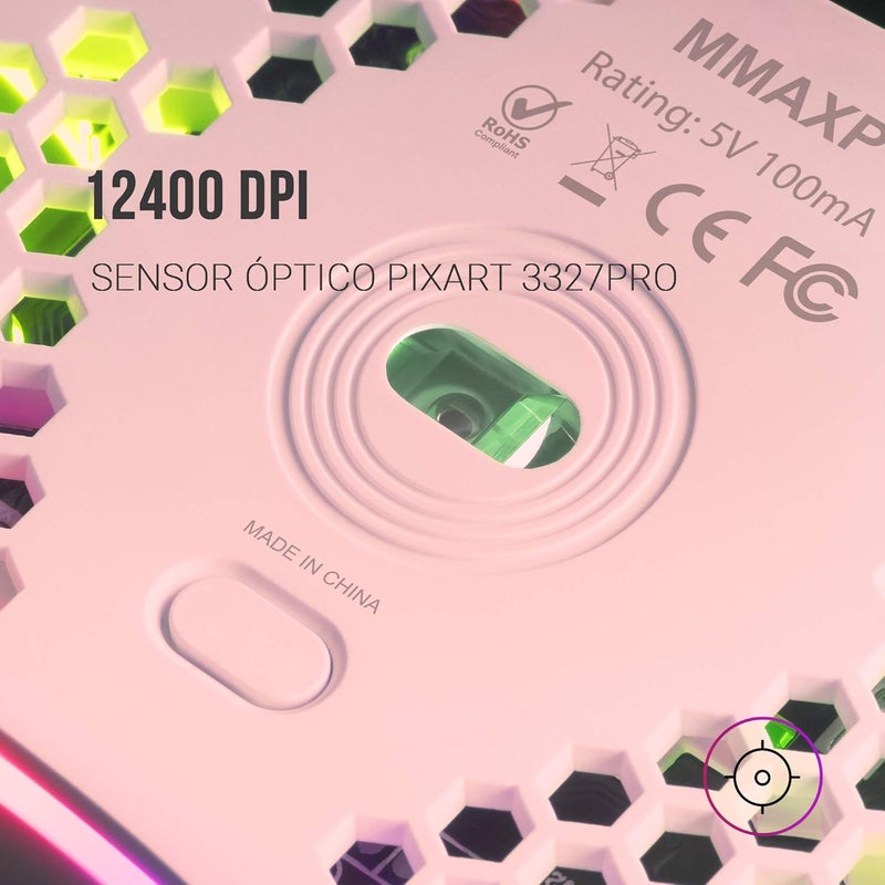 MARS GAMING MARSGAMING MMAX Pink, Ultralight Mouse 69g, Optical 12400DPI, Chroma RGB, Soft - Image 4