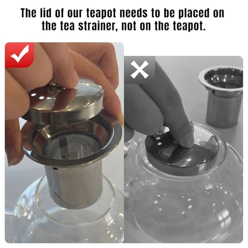 PARACITY Glass Teapot Stovetop 40 OZ/1200ml, Borosilicate Clear Tea Kettle with Removable 18/8 Stainless Steel Infuser, Teapot Blooming and Loose Leaf Tea Maker Tea Brewer for Camping, Travel - Image 4