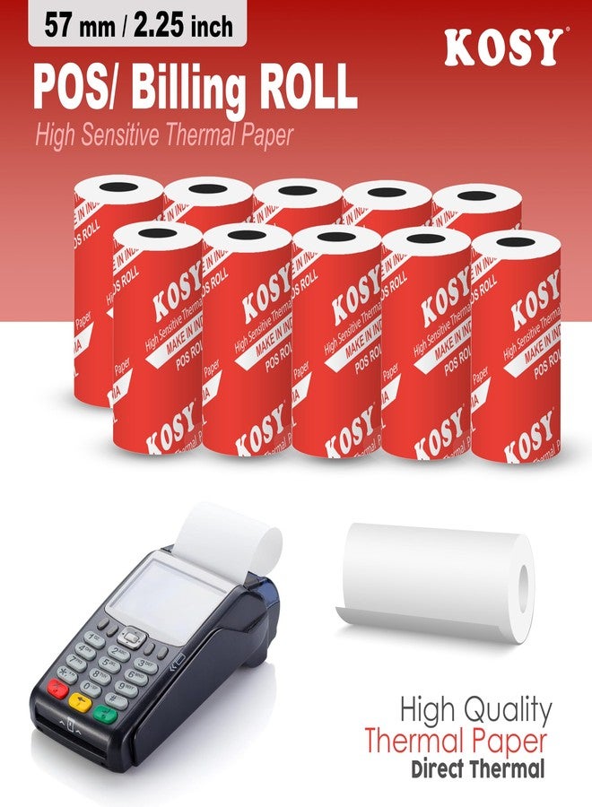 KOSY POS Thermal Paper Rolls 58mm 2.25 Inch White BPA Free Receipt Paper for Billing Counters Retail Stores Hotels and POS Systems Smooth Feed Crisp Print Pack of 10 - Image 2