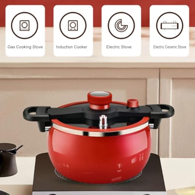 BusoTh Iron Pressure Cooker Efficient And Fast Cooking Multifunctional Visual Lid Pressure Canner 7L Capacity Non Stick Cookware For Induction Gas Stove Electric Stove Ceramic Stove - Image 3