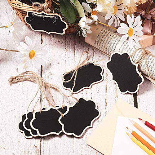 CVANU 25 Pcs Mini Chalkboards Signs Hanging Rectangle Chalkboards Double Sided Blackboard Message Board Hanging Signs for Weddings, Kids Crafts C-2 - Image 2