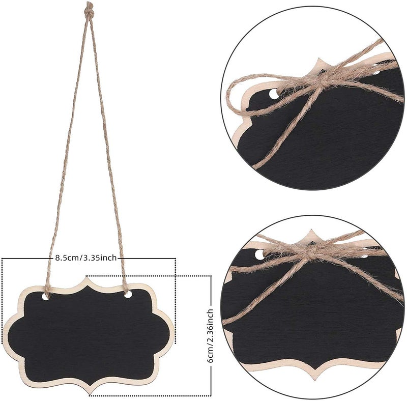 CVANU 25 Pcs Mini Chalkboards Signs Hanging Rectangle Chalkboards Double Sided Blackboard Message Board Hanging Signs for Weddings, Kids Crafts C-2 - Image 5