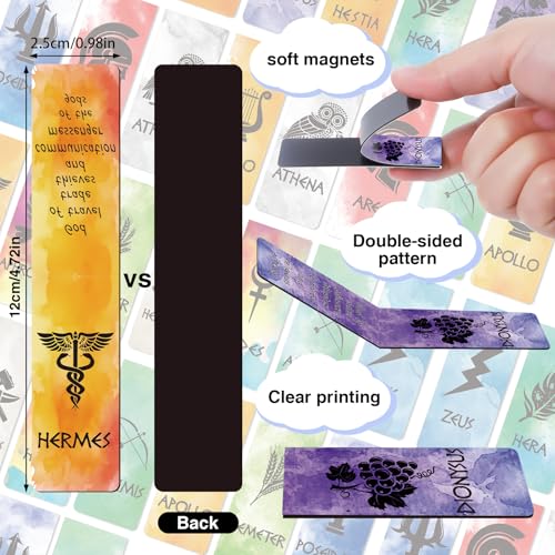 Wxiben Greek Mythologies Magnetic Bookmark - 28PCS Olympians Gods Magnetic Bookmarks The Gods of Ancient Greece Book Marks Page Magnets Marker Clip for Book Lovers Student Teacher Reading Bookish Gift - Image 2
