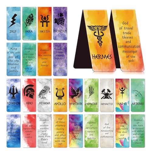 Wxiben Greek Mythologies Magnetic Bookmark - 28PCS Olympians Gods Magnetic Bookmarks The Gods of Ancient Greece Book Marks Page Magnets Marker Clip for Book Lovers Student Teacher Reading Bookish Gift - Image 1