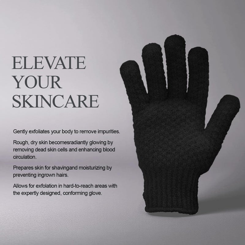Evridwear Exfoliating Dual Texture Bath Gloves for Shower, Spa, Massage and Body Scrubs, Dead Skin Cell Remover, Gloves with Hanging Loop (1 Pair Black Heavy Glove) - Image 4