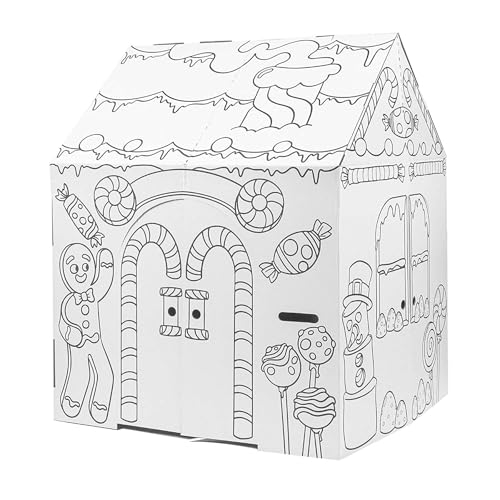 Easy Playhouse Gingerbread House  Kids Art  Craft for Indoor Fun Color Favorite Holiday Sweets  Winter Friends Decorate  Personalize a Cardboard Fort 32 X 26 5 X 40 5 - Image 1