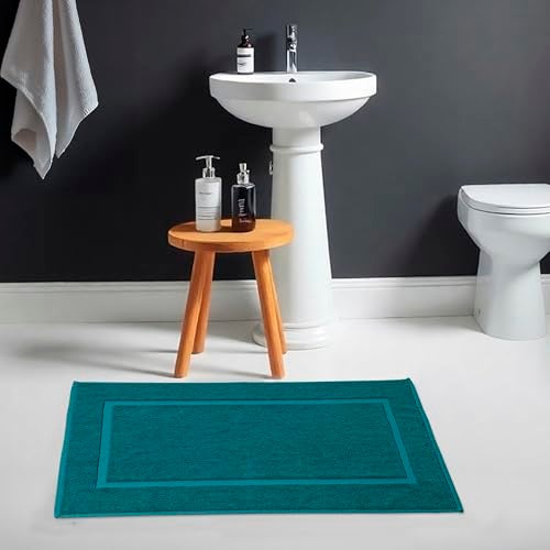 HILLFAIR-900 GSM-100% Ringspun Cotton Floor Towels mat- Hotel-Spa Tub-Shower Bathroom Floor mat Towels- 21 x 34 Inch - Terry Cotton Bath Mats, Machine Washable, Absorbent- 2 Peice Towel Set- Teal - Image 4