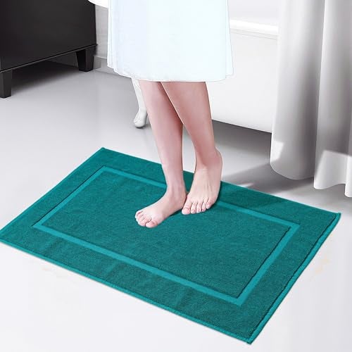 HILLFAIR-900 GSM-100% Ringspun Cotton Floor Towels mat- Hotel-Spa Tub-Shower Bathroom Floor mat Towels- 21 x 34 Inch - Terry Cotton Bath Mats, Machine Washable, Absorbent- 2 Peice Towel Set- Teal - Image 5