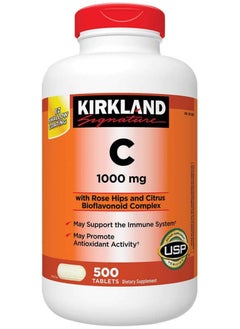 Kirkland Signature Vitamin C 1000Mg, With Rose Hips 500 Tablets