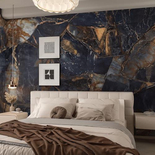 Ekmxmax Black Marble Contact Paper Peel Stick Wallpaper Dark Blue Granite 24"x393" Textured Waterproof Self-Adhesive Removable Glossy Wide Vinyl Wrap Large for Countertop Living Room Kitchen Apartment - Image 3