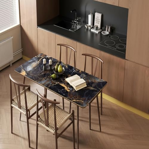 Ekmxmax Black Marble Contact Paper Peel Stick Wallpaper Dark Blue Granite 24"x393" Textured Waterproof Self-Adhesive Removable Glossy Wide Vinyl Wrap Large for Countertop Living Room Kitchen Apartment - Image 5