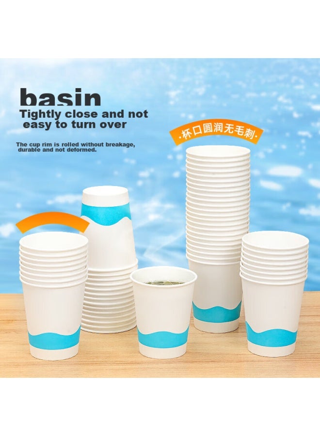 Temeiju Disposable Paper Cups, Thickened Cups, Anti-scalding Water Cups, Beverage Cups, Business Office Eco-friendly Printed Tea Cups, 248ml*50 - Image 3