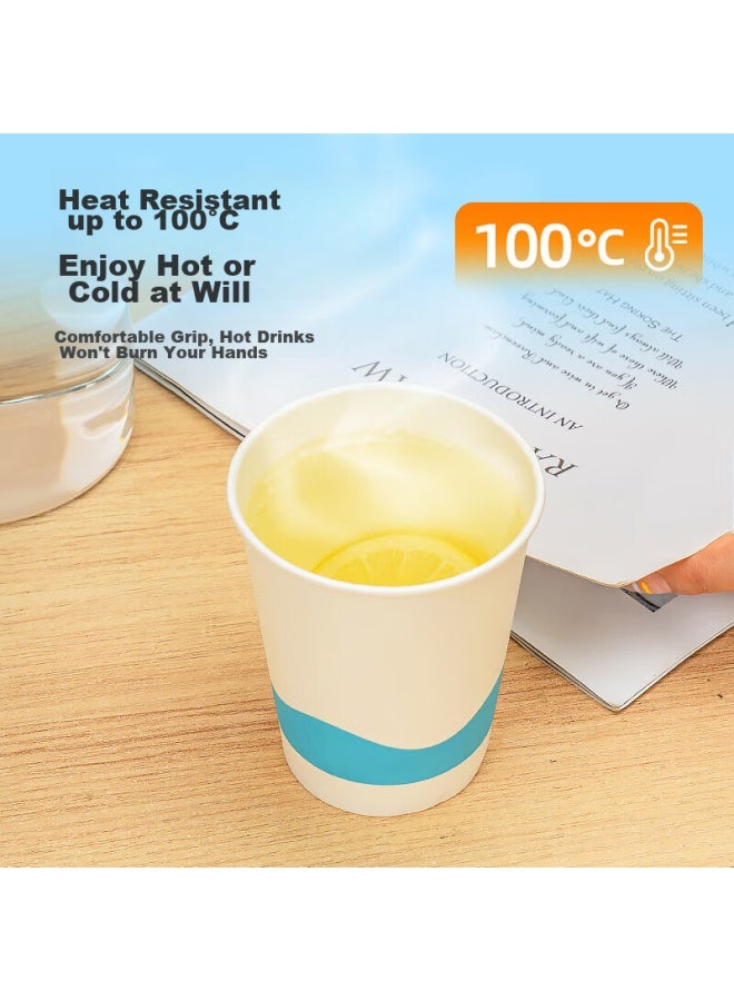 Temeiju Disposable Paper Cups, Thickened Cups, Anti-scalding Water Cups, Beverage Cups, Business Office Eco-friendly Printed Tea Cups, 248ml*50 - Image 4