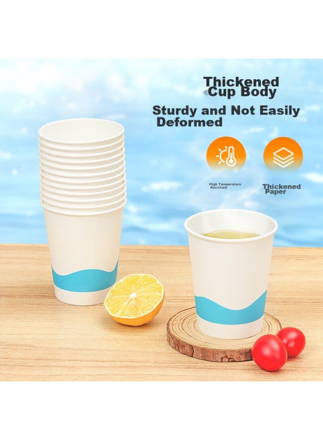 Temeiju Disposable Paper Cups, Thickened Cups, Anti-scalding Water Cups, Beverage Cups, Business Office Eco-friendly Printed Tea Cups, 248ml*50 - Image 2